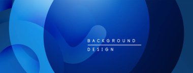 Soyut mavi katmanlar dinamik arkaplan oluşturur. Yumuşak eğimler, akışkan şekiller modern tasarım elementlerini akla getiriyor. Minimalist estetik.
