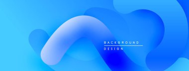 Soyut mavi arkaplan. Pürüzsüz şekiller sıvı tasarımı oluşturur. Renkler derinlik sağlar, modern estetik.