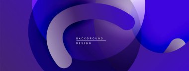 Soyut sıvı şekiller, canlı mor renkler, modern tasarım. Üst üste binen katmanlar derinlik yaratır, pürüzsüz gradyanlar görsel ilgi gösterir.