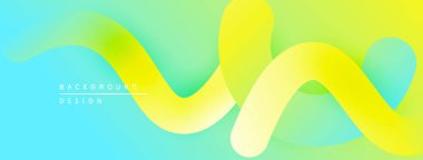 Soyut sıvı şekiller, canlı sarı, yeşil, turkuaz renkler harmanlarlar. Pürüzsüz gradyanlar dinamik arka plan tasarımı yaratır. Modern, minimalist estetik.