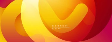Soyut arkaplan özellikleri üst üste binen sarı, turuncu, kırmızı şekiller. Gradyan renkler dinamik görsel efekt yaratır. Modern tasarım ögesi.