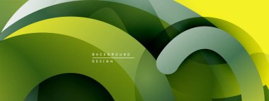 Soyut akışkan şekiller, canlı yeşiller, sarılar dinamik bir zemin oluşturur. Modern tasarım, pürüzsüz eğimler görsel ilgi sunar.