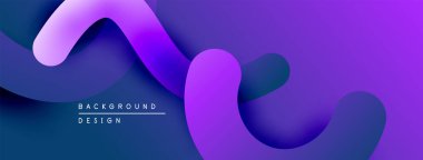 Soyut sıvı şekiller, mor renkler, modern tasarım. Gradyan arka plan dinamik görsel efekt yaratır. Yumuşak kıvrımlar, katmanlı bileşim.