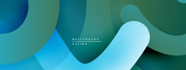Soyut arkaplan özellikleri üst üste binen yuvarlak şekiller. Mavi, deniz mavisi, yeşil renkler pürüzsüz bir değişim etkisi yaratır. Minimalist tasarım.