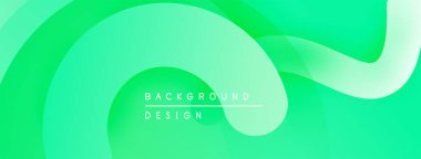 Soyut yeşil arkaplan. Pürüzsüz akış şekilleri dinamik görsel efektler yaratır. Değişik renklerde minimalist tasarım. Modern estetik.