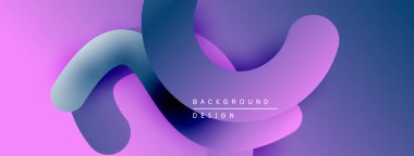 Soyut sıvı şekiller, canlı mor renkler, modern tasarım. Gradyan renkler derinlik, pürüzsüz geçişler, görsel uyum yaratır.