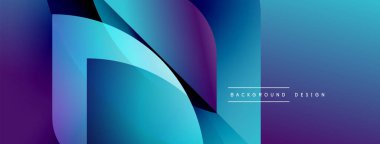 Soyut gradyan katmanlar dinamik bileşim oluşturur. Mavi, mor renkler harmanlanarak modern görsel öğeler oluşturur. Mevcut en küçük metin.