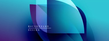 Soyut geometrik şekiller örtüşür, parlak mavi mor bir eğilim yaratır. Modern tasarım teknoloji, yenilik, akıcılık öneriyor..