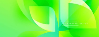 Soyut yeşil arkaplan. Üst üste binen katmanlar dinamik görsel efekt yaratır. Dijital projeler için modern tasarım.