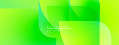 Soyut yeşil gradyanlar dinamik katmanlar oluşturur. Modern tasarım yumuşak şekiller, canlı renkler, basit metin elementleri içerir.