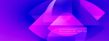 Soyut mor, mavi gradyanlar dinamik şekiller oluşturur. Modern tasarım teknolojiyi, yeniliği, enerjik enerjiyi öneriyor. Minimalist estetik.