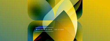 Soyut sarı, yeşil gradyanlar. Üst üste binen şekiller dinamik görsel efekt yaratır. Modern tasarım ögeleri pürüzsüz geçişler sunar.