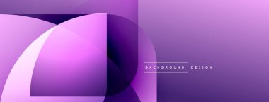 Soyut mor tasarım, üst üste binen kıvrımlı şekiller. Gradyan gölgeler derinlik yaratır, modern estetik. Mevcut en küçük metin.