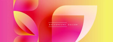 Soyut sıvı şekilleri, canlı pembeler, sarılar dinamik bir zemin oluşturur. Modern tasarım elementleri hareket ve enerji.