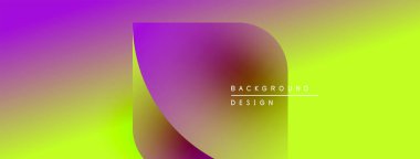 Arkaplanda üst üste binen mor, pembe, sarı şekiller var. Metin arka plan tasarımını büyük harflerle okur. Minimalist estetik.