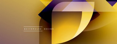 Soyut geometrik tasarım. Altın renkler baskın, dinamik görsel akış yaratıyor. Şekiller örtüşüyor, derinlik ve hareket olduğunu gösteriyor. Modern estetik.