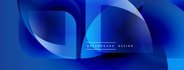 Soyut mavi tasarım. Akan şekiller dinamik bileşim yaratır. Arka planlar, pankartlar, sunumlar için modern estetik.