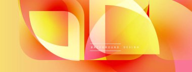 Soyut enerjik tasarım. Üst üste binen şekiller sıcak renk değişimleri yaratır. Sarılar, portakallar, kırmızılar sorunsuz karışıyor. Modern estetik.