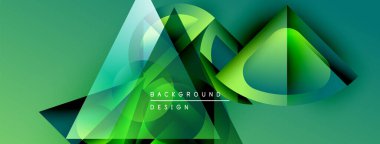 Soyut geometrik şekiller örtüşüyor, canlı yeşil gradyanlar yaratıyor. Modern tasarım katmanlı biçimler, metin arkaplan tasarımı.