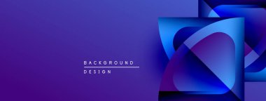 Soyut mor, mavi katmanlar modern arkaplan yaratır. Geometrik şekiller örtüşür, dinamik görsel efekt oluşturur. Metin arkaplan tasarımı okur.