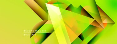 Soyut geometrik şekiller örtüşür, parlak sarı ve yeşil renkler yaratır. Modern tasarım elementleri dinamik hareket, görsel enerji.
