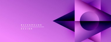 Soyut mor tasarım geometrik şekiller, gradyanlar, katmanlar içerir. Arka planlar ve sunumlar için modern estetik.