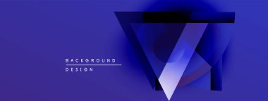 Soyut geometrik tasarım. Mavi gradyanlar üçgen şeklinde katmanlar oluştururlar. Minimalist tarz, modern estetik, uygun arkaplan ögesi.
