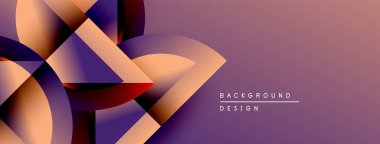 Soyut geometrik şekiller örtüşür, dinamik görsel efekt yaratır. Gradyan renkler harmanlanır, modern arkaplan tasarımı oluşturulur.