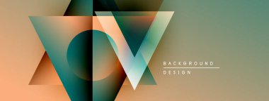 Soyut geometrik şekiller örtüşür, dinamik görsel efekt yaratır. Yumuşak gradyanlar şeftali, deniz mavisi ve gri renkleri harmanlarlar. Modern tasarım ögesi.