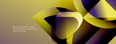 Soyut geometrik tasarım. Üst üste binen şekiller dinamik değişim etkisi yaratır. Sıcak renkler kompozisyona hakim, modern estetik.