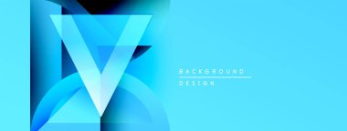 Soyut mavi tasarım V harfini oluşturan katmanlı şekiller modern görsel etki yaratır. Arkaplan dijital sanatı öneriyor.
