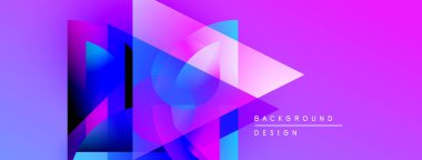 Soyut geometrik şekiller örtüşüyor, canlı mor ve mavi renkler yaratıyor. Modern tasarım elementleri dijital sanat, arkaplan dokusu.