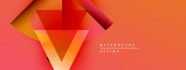 Soyut geometrik tasarım. Turuncu, kırmızı gradyanlar dinamik şekil yaratır. Sunumlar ve markalaşma için modern arkaplan.