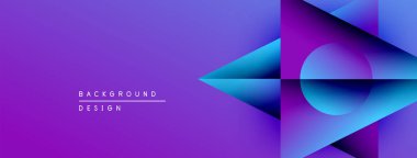 Soyut mor, mavi gradyanlar geometrik şekiller oluşturur. Metin arka plan tasarımı okur. Modern, canlı görsel sunum.