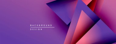 Soyut mor tasarım katmanlı geometrik şekiller içerir. Gradyan renkler dinamik görsel efekt yaratır. Metin arkaplan tasarımı okur.