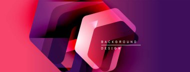 Soyut geometrik şekiller, canlı gradyanlar. Mor, pembe, kırmızı renkler dinamik arka plan tasarımı yaratır. Modern estetik.