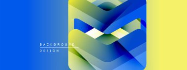 Soyut geometrik şekiller, canlı mavi, sarı gradyanlar. Modern tasarım elementleri dinamik görsel doku oluşturur. Arkaplan özellikleri metin etiketleri.