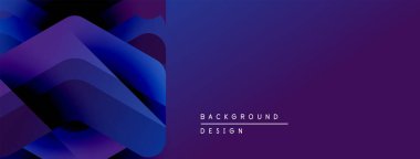 Soyut geometrik şekiller, mavi mor gradyan. Modern tasarım elementleri dinamik görsel doku oluşturur. Minimalist biçim, temiz sunum.