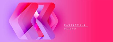Soyut geometrik şekiller örtüşüyor, canlı pembe ve mor renkler yaratıyor. Arkaplan ve sunumlar için modern tasarım ögesi.