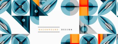 Soyut geometrik desen. Mavi, turuncu renkler modern tasarım yaratır. Şekiller örtüşüyor, dinamik görsel doku oluşturuyor. Temiz, minimalist estetik.