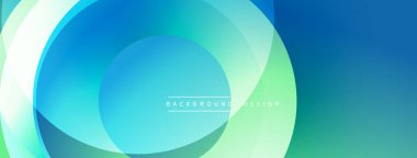 Soyut akışkan şekiller, canlı maviler, yeşiller dinamik arkaplan oluşturur. Yumuşak eğimler, modern tasarım elementleri mevcut.