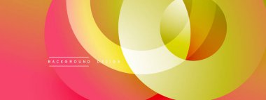 Soyut renkli arkaplan. Üst üste binen daireler dinamik görsel efekt yaratır. Değişken gölgeler yumuşak, sıcak tonlar kompozisyona hakim..