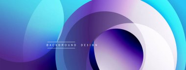 Soyut sıvı şekilleri üst üste binerek dinamik mavi mor gradyanlar yaratır. Modern tasarım elementleri teknoloji ve yenilik öneriyor.