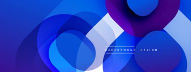 Soyut mavi tasarım üst üste binen daireler, gradyanlar, modern estetik özellikler. Minimalist kompozisyon, canlı renkler, dinamik şekiller.