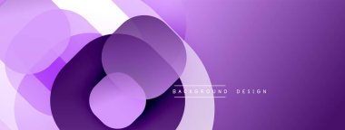 Soyut mor tasarım, üst üste binen daireler oluşturarak dinamik görsel efekt yaratır. Yumuşak eğimler modern estetiği geliştirir.
