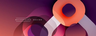Soyut geometrik şekiller örtüşür, canlı bir değişim etkisi yaratır. Kırmızı, mor renkler tasarımda baskın. Modern arkaplan dokusu.