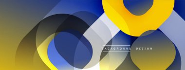Soyut geometrik şekiller örtüşüyor, dinamik renk eğimleri yaratıyor. Sarı, mavi, gri tonlar kompozisyona hakim. Modern tasarım ögesi.