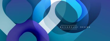 Soyut sıvı şekilleri örtüşür ve dinamik mavi gradyan arkaplan oluşturur. Modern tasarım elementleri teknoloji ve yenilik öneriyor.