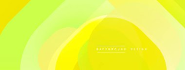 Soyut sarı, yeşil katmanlar dinamik bir zemin oluşturur. Yumuşak eğimler, üst üste binen şekiller modern tasarım elementlerini akla getiriyor. Minimalist estetik.