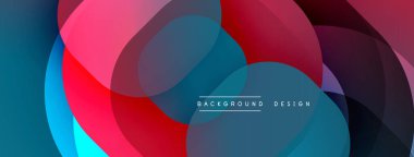 Soyut renkli katmanlar dinamik bileşim yaratır. Üst üste binen daireler, düzgün eğimler, mevcut modern tasarım elementleri.